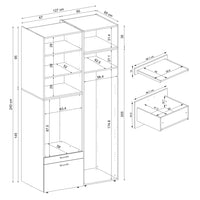 Roomart Schrankwand & Hochschrank Weiß Schwaz Eiche Badschrank Mehrzweckschrank- schrank, badezimmerschrank, waschmaschinenschrank, badschrank, badezimmermöbel, waschmaschinenregal, waschturm, hochschrank, bad, möbel, weiß, waschmaschinen, unterschrank, w