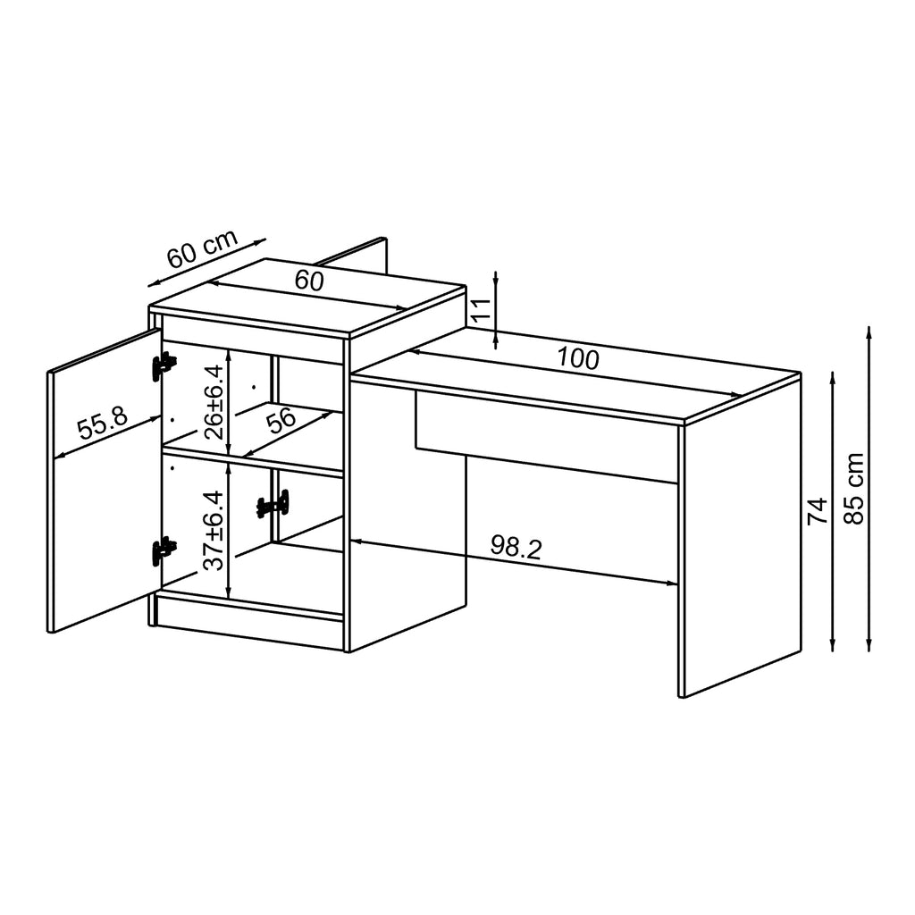 Roomart Küchentish mit Kücheninsel -Esstisch, Küchenschrank "MILANO" BHT: 160 X 85 X 60 cm