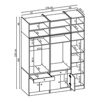 Roomart Waschmaschinenschrank SERIE 3 – 179 cm breit, 2× Waschmaschine nebeneinander mit Klappschrank, Ausziehbrett & Hochschrank – Waschküche & Hauswirtschaftsraum – Eiche / Schwarz-Eiche / Weiß