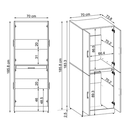 Roomart Waschmaschinenschrank SERIE DORA-I-  Waschmaschinen- & Trocknerschrank mit Türen & Ausziehbrett – Waschküchenschrank für Waschmaschine & Trockner – in 5 Farben • Weiß • Weiß-Eiche • Anthrazit-Eiche • Eiche • Schwarz-Eiche