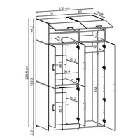 Roomart Waschmaschinenschrank- DORA-I- 130 cm breit – Waschmaschinen- & Trockner-Überbau mit Türen und Ausziehplatte, Bad & Waschküche, 5 Farben
