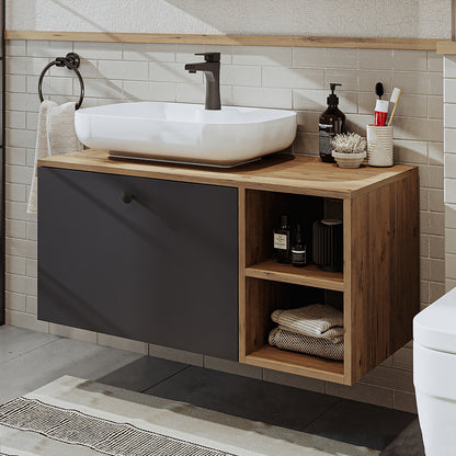 Roomart Badezimmermöbel Set LOTUS 95 cm 4 Teilig mit Keramik Waschbecken - badezimmerschrank, waschbecken, badezimmermöbel, badschrank, badezimmer, mit, unterschrank, badmöbel, set, waschtisch, möbel, badezimmermãbel, bad, badezimmerschränke, schmal, schm