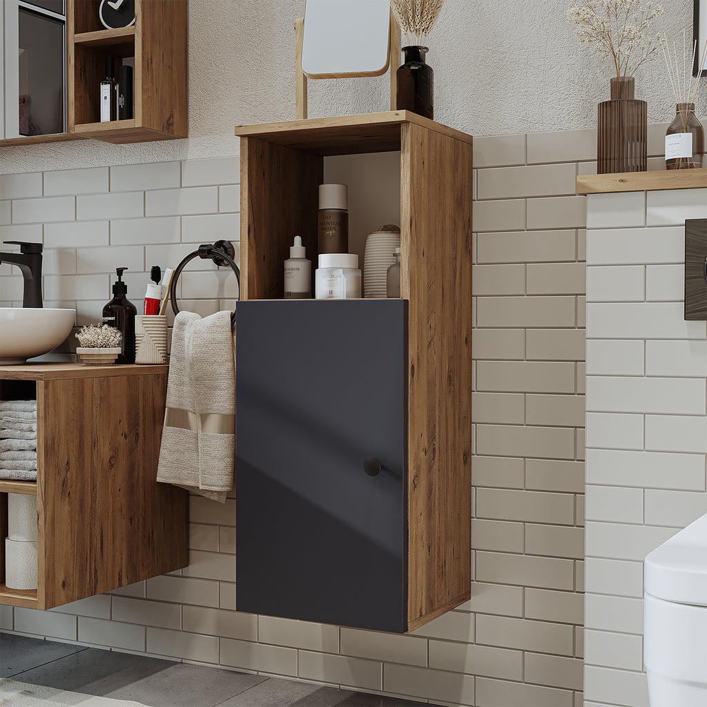 Roomart, Badezimmer Waschmaschinenschrank ATRIA, Waschmaschinenunterschrank, BHT: 70x 90 x 69 cm, in Weiß-Eiche, Eiche, Anthrazit Eiche, Weiß waschmaschinenschrank, waschmaschinenregal, waschturm, schrank, weiß, waschmaschinen, unterschrank, waschmaschine