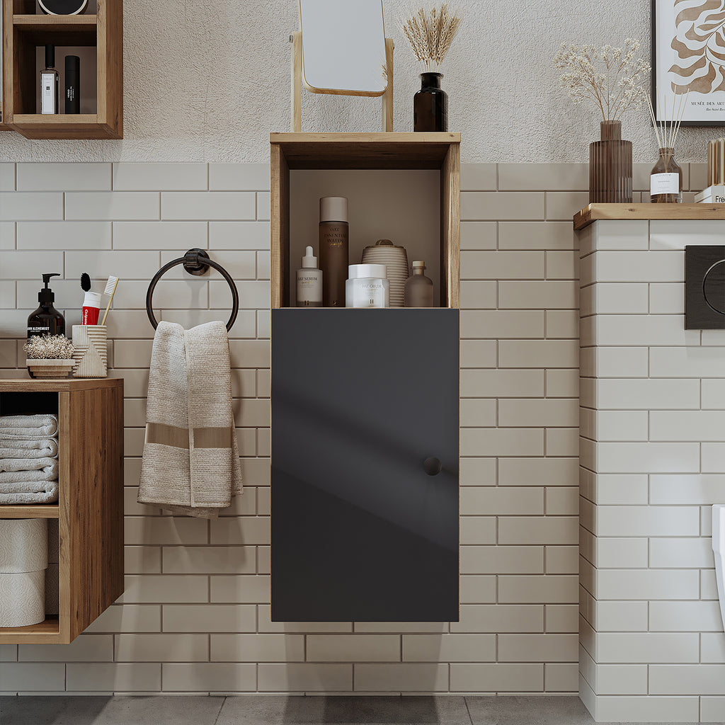 Roomart, Badezimmer Waschmaschinenschrank ATRIA, Waschmaschinenunterschrank, BHT: 70x 90 x 69 cm, in Weiß-Eiche, Eiche, Anthrazit Eiche, Weiß waschmaschinenschrank, waschmaschinenregal, waschturm, schrank, weiß, waschmaschinen, unterschrank, waschmaschine