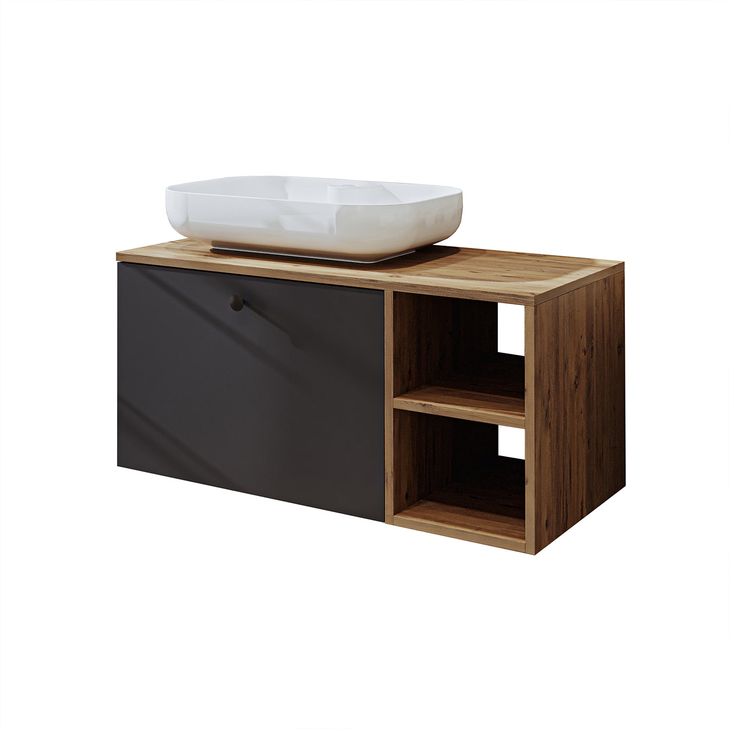Roomart Badezimmermöbel Set LOTUS 95 cm 4 Teilig mit Keramik Waschbecken - badezimmerschrank, waschbecken, badezimmermöbel, badschrank, badezimmer, mit, unterschrank, badmöbel, set, waschtisch, möbel, badezimmermãbel, bad, badezimmerschränke, schmal, schm