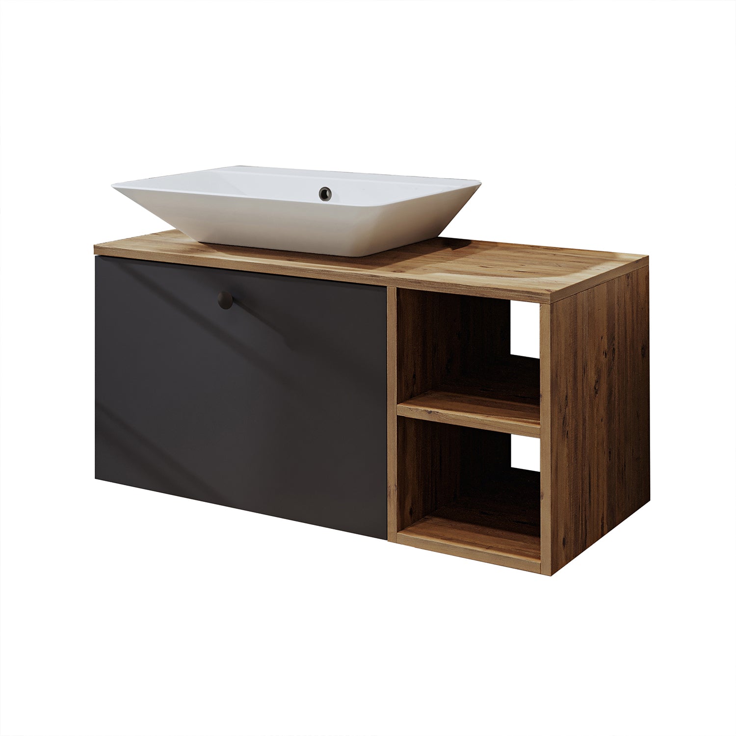 Roomart Badezimmermöbel Set LOTUS 95 cm 4 Teilig mit Keramik Waschbecken - badezimmerschrank, waschbecken, badezimmermöbel, badschrank, badezimmer, mit, unterschrank, badmöbel, set, waschtisch, möbel, badezimmermãbel, bad, badezimmerschränke, schmal, schm