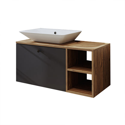 Roomart Badezimmermöbel Set LOTUS 95 cm 4 Teilig mit Keramik Waschbecken - badezimmerschrank, waschbecken, badezimmermöbel, badschrank, badezimmer, mit, unterschrank, badmöbel, set, waschtisch, möbel, badezimmermãbel, bad, badezimmerschränke, schmal, schm