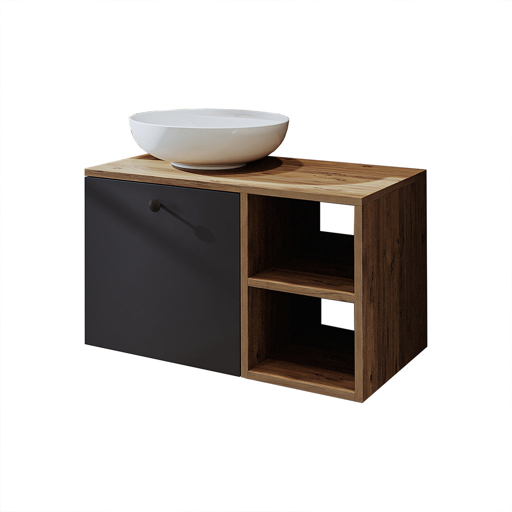 Roomart Badezimmermöbel Set LOTUS 75 cm 4 Teilig mit Keramik Waschbecken