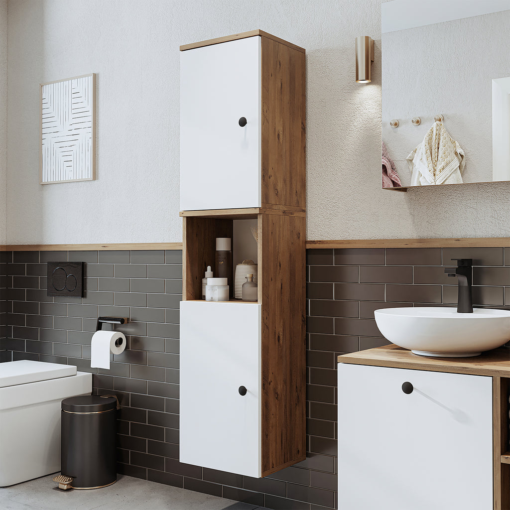 Roomart Badezimmermöbel Set LOTUS 75 cm 4 Teilig mit Keramik Waschbecken - badezimmerschrank, waschbecken, badezimmermöbel, badschrank, badezimmer, mit, unterschrank, badmöbel, set, waschtisch, möbel, badezimmermãbel, bad, badezimmerschränke, schmal, schm