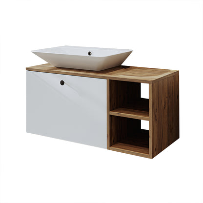 Roomart Badezimmermöbel Set LOTUS 95 cm 4 Teilig mit Keramik Waschbecken - badezimmerschrank, waschbecken, badezimmermöbel, badschrank, badezimmer, mit, unterschrank, badmöbel, set, waschtisch, möbel, badezimmermãbel, bad, badezimmerschränke, schmal, schm