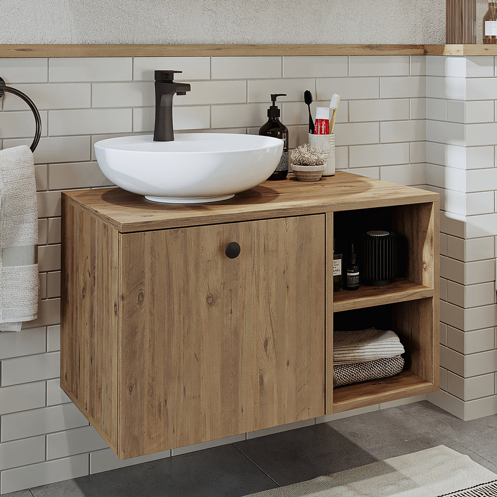 Roomart Badezimmermöbel Set LOTUS 75 cm 4 Teilig mit Keramik Waschbecken - badezimmerschrank, waschbecken, badezimmermöbel, badschrank, badezimmer, mit, unterschrank, badmöbel, set, waschtisch, möbel, badezimmermãbel, bad, badezimmerschränke, schmal, schm