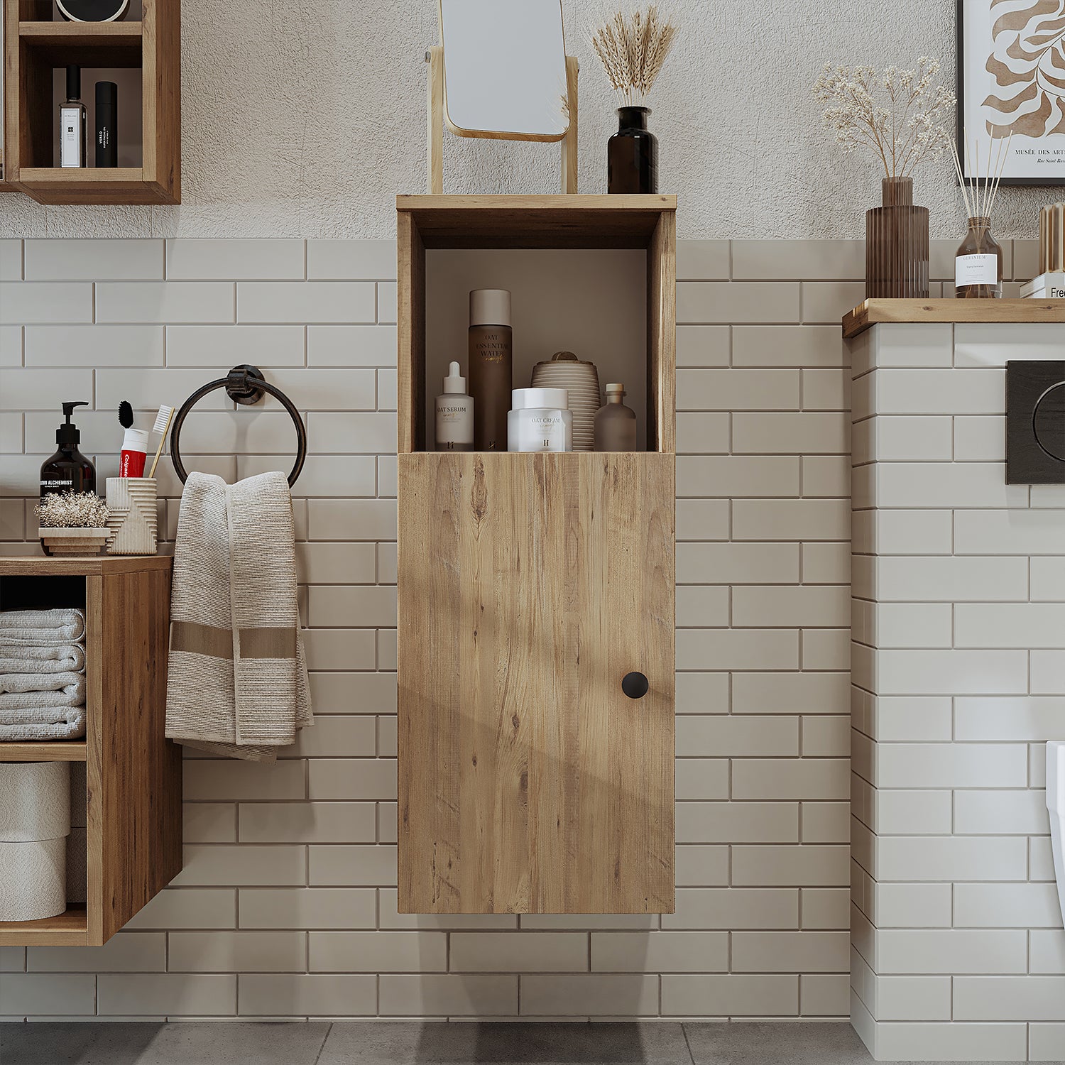 Roomart Badezimmermöbel Set LOTUS 95 cm 4 Teilig mit Keramik Waschbecken - badezimmerschrank, waschbecken, badezimmermöbel, badschrank, badezimmer, mit, unterschrank, badmöbel, set, waschtisch, möbel, badezimmermãbel, bad, badezimmerschränke, schmal, schm