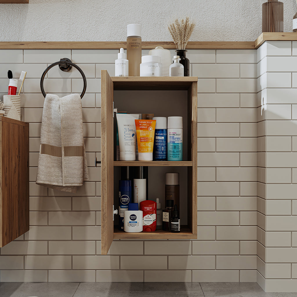 Roomart Seitenschrank „LOTUS“ – moderner Bad-Hängeschrank mit Softclose, 150 cm, 90 cm, 60 cm – in Anthrazit-Eiche, Eiche oder Weiß-Eiche -  Badmöbel - Hängeschrank, wand,  hochschrank, hochschrank weiß, 60 cm breit, küche, waschküche, wohnzimmer, schmal,