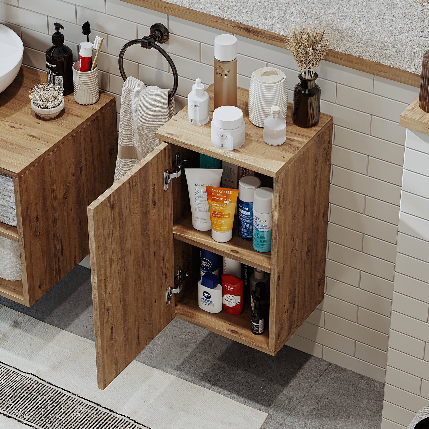 Roomart Badezimmermöbel Set LOTUS 95 cm 4 Teilig mit Keramik Waschbecken - badezimmerschrank, waschbecken, badezimmermöbel, badschrank, badezimmer, mit, unterschrank, badmöbel, set, waschtisch, möbel, badezimmermãbel, bad, badezimmerschränke, schmal, schm