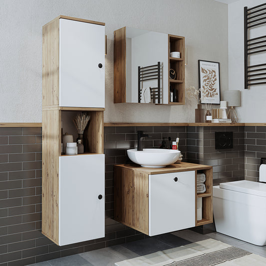 Roomart Badezimmermöbel Set LOTUS 65 cm 4 Teilig mit Keramik Waschbecken badezimmerschrank, waschbecken, badezimmermöbel, badschrank, badezimmer, mit, unterschrank, badmöbel, set, waschtisch, möbel, badezimmermãbel, bad, badezimmerschränke, schmal, schmal