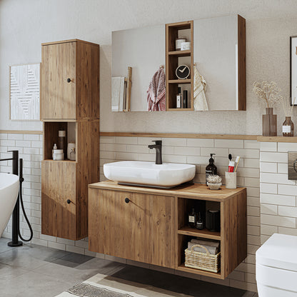Roomart Badezimmermöbel Set LOTUS 95 cm 4 Teilig mit Keramik Waschbecken - badezimmerschrank, waschbecken, badezimmermöbel, badschrank, badezimmer, mit, unterschrank, badmöbel, set, waschtisch, möbel, badezimmermãbel, bad, badezimmerschränke, schmal, schm