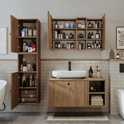 Roomart Badezimmermöbel Set LOTUS 95 cm 4 Teilig mit Keramik Waschbecken - badezimmerschrank, waschbecken, badezimmermöbel, badschrank, badezimmer, mit, unterschrank, badmöbel, set, waschtisch, möbel, badezimmermãbel, bad, badezimmerschränke, schmal, schm