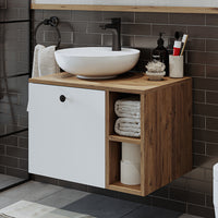 Roomart Badezimmermöbel LOTUS 65 cm – Keramik Waschbecken &/oder Unterschrank – Modernes Design – Varianten wählbar – Weiß-Eiche, Eiche oder Anthrazit-Eiche - badezimmerschrank, waschbecken, badezimmermöbel, badschrank, badezimmer, mit, unterschrank, badm