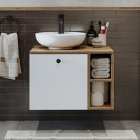 Roomart Badezimmermöbel LOTUS 65 cm – Keramik Waschbecken &/oder Unterschrank – Modernes Design – Varianten wählbar – Weiß-Eiche, Eiche oder Anthrazit-Eiche - badezimmerschrank, waschbecken, badezimmermöbel, badschrank, badezimmer, mit, unterschrank, badm