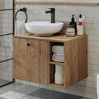 Roomart Badezimmermöbel LOTUS 65 cm – Keramik Waschbecken &/oder Unterschrank – Modernes Design – Varianten wählbar – Weiß-Eiche, Eiche oder Anthrazit-Eiche - badezimmerschrank, waschbecken, badezimmermöbel, badschrank, badezimmer, mit, unterschrank, badm