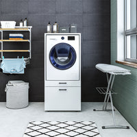 Roomart • Waschmachinenschrank für Hauswirtschaftsraum • HBT: 145x67x66,8 cm • Mit Schubladen und Ausziehbrett • Weiß • Schwarz eiche  • Eiche