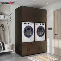 Roomart Waschmachinen Doppelschrrank Überbauschrank HBT: 205 x 134 x 66,8 cm, in 3 Farben-waschmaschinenschrank, waschmaschinenregal, waschturm, schrank, weiß, waschmaschinen, unterschrank, waschmaschine, trockner, haushaltsschrank, schränke, badschrank, 