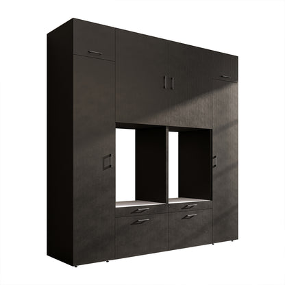 Roomart Waschmaschinenschrank SERIE 2 – Doppelschrank mit Seitenschränken, 3 Farben