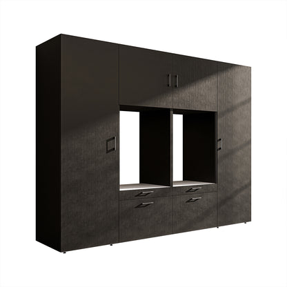 Roomart Waschmaschinenschrank SERIE-III Schrankwand 254 cm – 2 Geräte, Soft-Close | 3 Farben