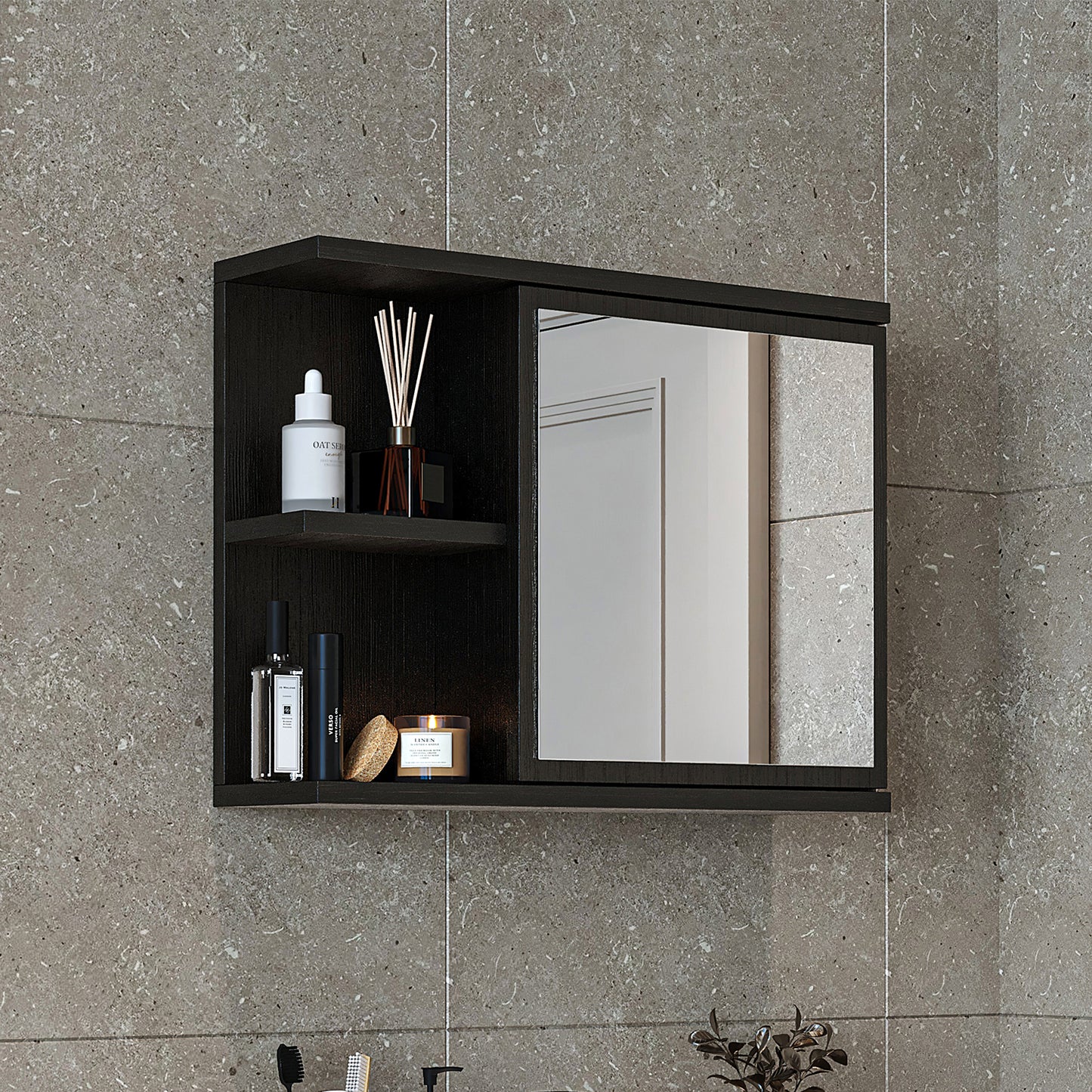 Roomart Badezimmerspiegelschrank "ADA“ – moderner, kompakter 60 cm Badschrank mit Spiegel – in Weiß, Eiche, Anthrazit oder Schwarz