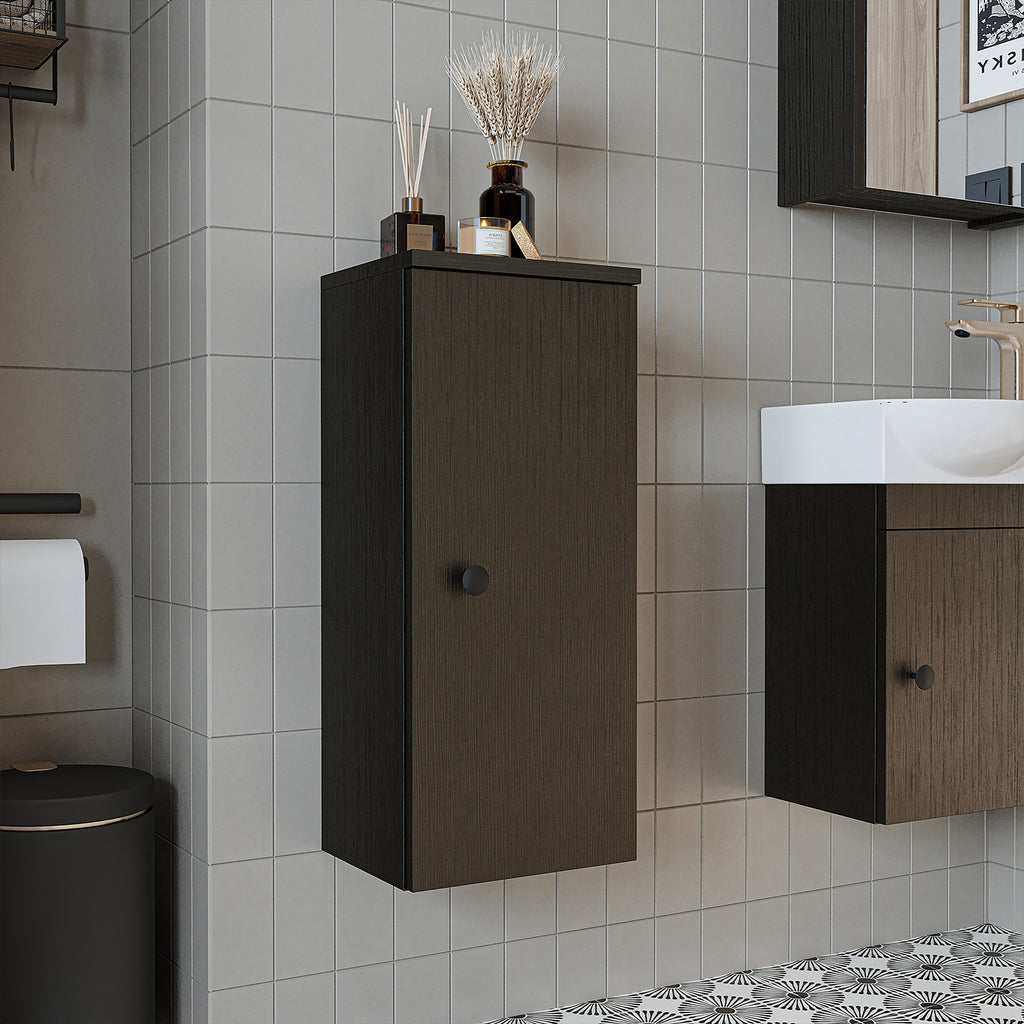 Roomart armario lateral "Punto" - moderno, compacto armario de pared para baño de 70 cm con cierre suave - en blanco, roble blanco, roble o roble antracita - armario de pared, pared, armario alto, armario alto blanco, 60 cm de ancho, cocina, lavadero, salón, estrecho, 40 cm de ancho