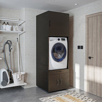 Roomart A3+B1 Waschmaschinenschrank 205 cm – Überbau, Ausziehbrett, Schublade | 3 Farben