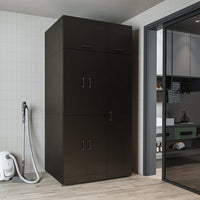 Roomart Waschmaschinenschrank „DORA 115 cm Breit“ für Waschmaschine & Trockner mit Regalböden, in 5 Farben • Weiß • Weiß Eiche • Anthrazit Eiche • Eiche • Schwarz Eiche