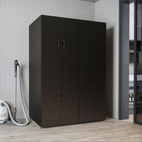 Roomart Waschmaschinenschrank „DORA 130 cm Breit“ für Waschmaschine & Trockner mit Regalböden, in 5 Farben • Weiß • Weiß Eiche • Anthrazit Eiche • Eiche • Schwarz Eiche (Kopie)