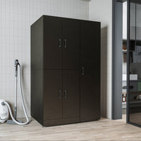 Roomart Waschmaschinenschrank „DORA 115 cm Breit“ für Waschmaschine & Trockner mit Regalböden, in 5 Farben • Weiß • Weiß Eiche • Anthrazit Eiche • Eiche • Schwarz Eiche