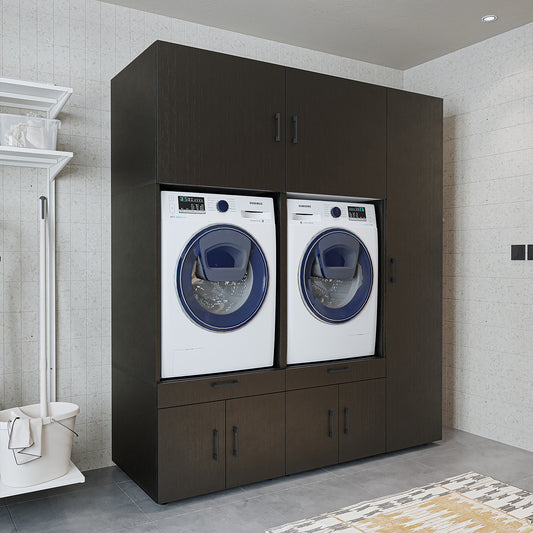 Roomart Überbauschrak für Waschküche & Hauswirtschaftsraum, in 3 Farben, Mit Schubladen und Ausziehbrett , 179 cm breit - waschmaschinenschrank, waschmaschinenregal, waschturm, schrank, weiß, waschmaschinen, unterschrank, waschmaschine, trockner, haushalt