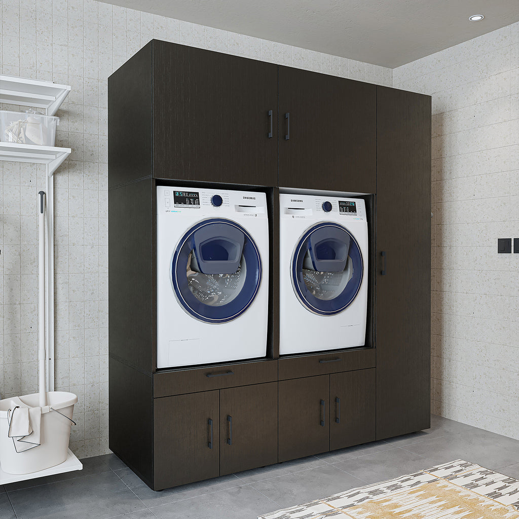 Roomart armario sobremesa para lavadero y cuarto de servicio, en 3 colores, con cajones y estante extraíble, 179 cm de ancho - armario para lavadora, estante para lavadora, torre de lavado, armario, blanco, lavadoras, armario bajo, lavadora, secadora, hogar