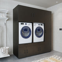 Roomart armario sobremesa para lavadero y cuarto de servicio, en 3 colores, con cajones y estante extraíble, 179 cm de ancho - armario para lavadora, estante para lavadora, torre de lavado, armario, blanco, lavadoras, armario bajo, lavadora, secadora, hogar