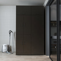 Roomart Waschmaschinenschrank „DORA 130 cm Breit“ für Waschmaschine & Trockner mit Regalböden, in 5 Farben • Weiß • Weiß Eiche • Anthrazit Eiche • Eiche • Schwarz Eiche (Kopie)