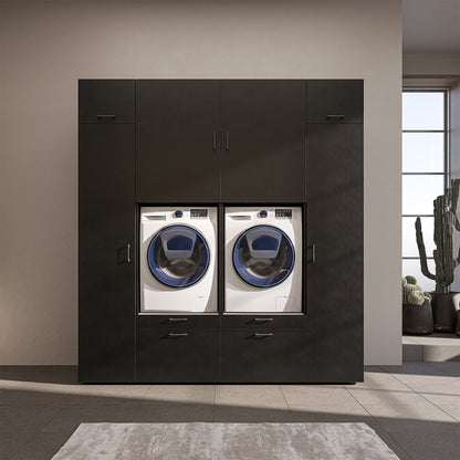 Roomart Waschmaschinenschrank SERIE 2 – Doppelschrank mit Seitenschränken, 3 Farben