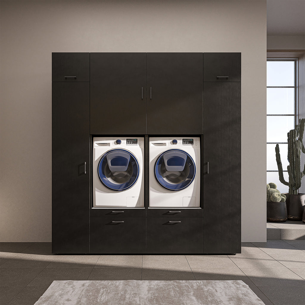 Roomart Waschmaschinenschrank SERIE 2 – Doppelschrank mit Seitenschränken, 3 Farben