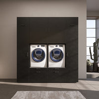 Roomart Waschmaschinenschrank SERIE 2 – Doppelschrank mit Seitenschränken, 3 Farben