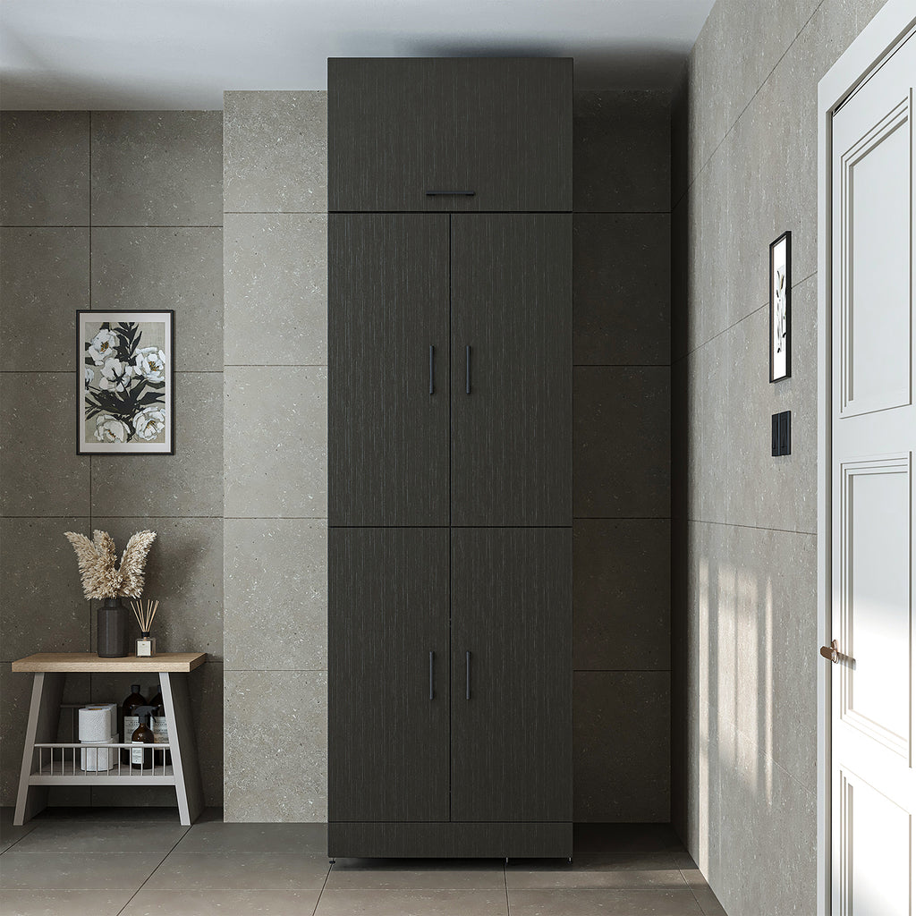 Roomart Waschmaschinenschrank „DORA“ für Waschmaschine & Trockner mit Regalböden, in 5 Farben • Weiß • Weiß Eiche • Anthrazit Eiche • Eiche • Schwarz-Eiche