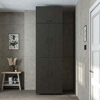 Roomart Waschmaschinenschrank „DORA“ für Waschmaschine & Trockner mit Regalböden, in 5 Farben • Weiß • Weiß Eiche • Anthrazit Eiche • Eiche • Schwarz-Eiche