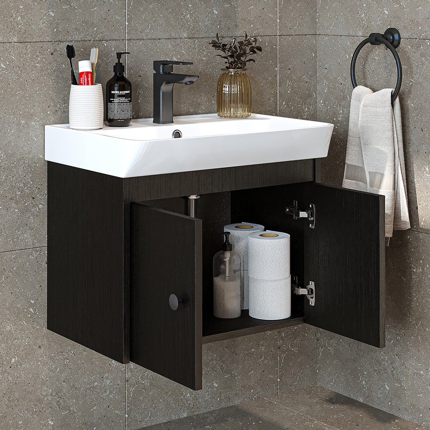 Roomart Badmöbel-Set ADA, 60 cm, mit Keramik-Waschbecken, in 6 Farben