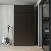 Roomart Waschmaschinenschrank „DORA 115 cm Breit“ für Waschmaschine & Trockner mit Regalböden, in 5 Farben • Weiß • Weiß Eiche • Anthrazit Eiche • Eiche • Schwarz Eiche