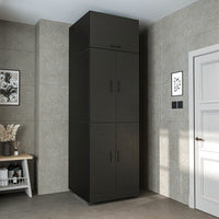 Roomart Waschmaschinenschrank „DORA“ für Waschmaschine & Trockner mit Regalböden, in 5 Farben • Weiß • Weiß Eiche • Anthrazit Eiche • Eiche • Schwarz-Eiche