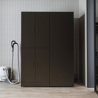 Roomart Waschmaschinenschrank „DORA 130 cm Breit“ für Waschmaschine & Trockner mit Regalböden, in 5 Farben • Weiß • Weiß Eiche • Anthrazit Eiche • Eiche • Schwarz Eiche (Kopie)