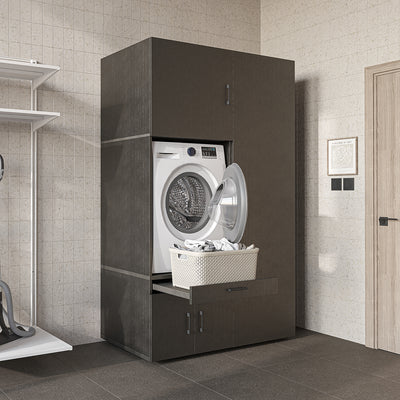Roomart Waschmaschinenschrank 127 cm mit Hochschrank, 236 cm hoch, Ausziehbrett, in 3 Farben