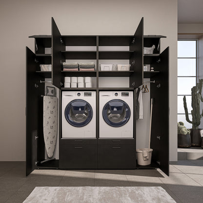 Roomart Waschmaschinenschrank SERIE 2 – Doppelschrank mit Seitenschränken, 3 Farben