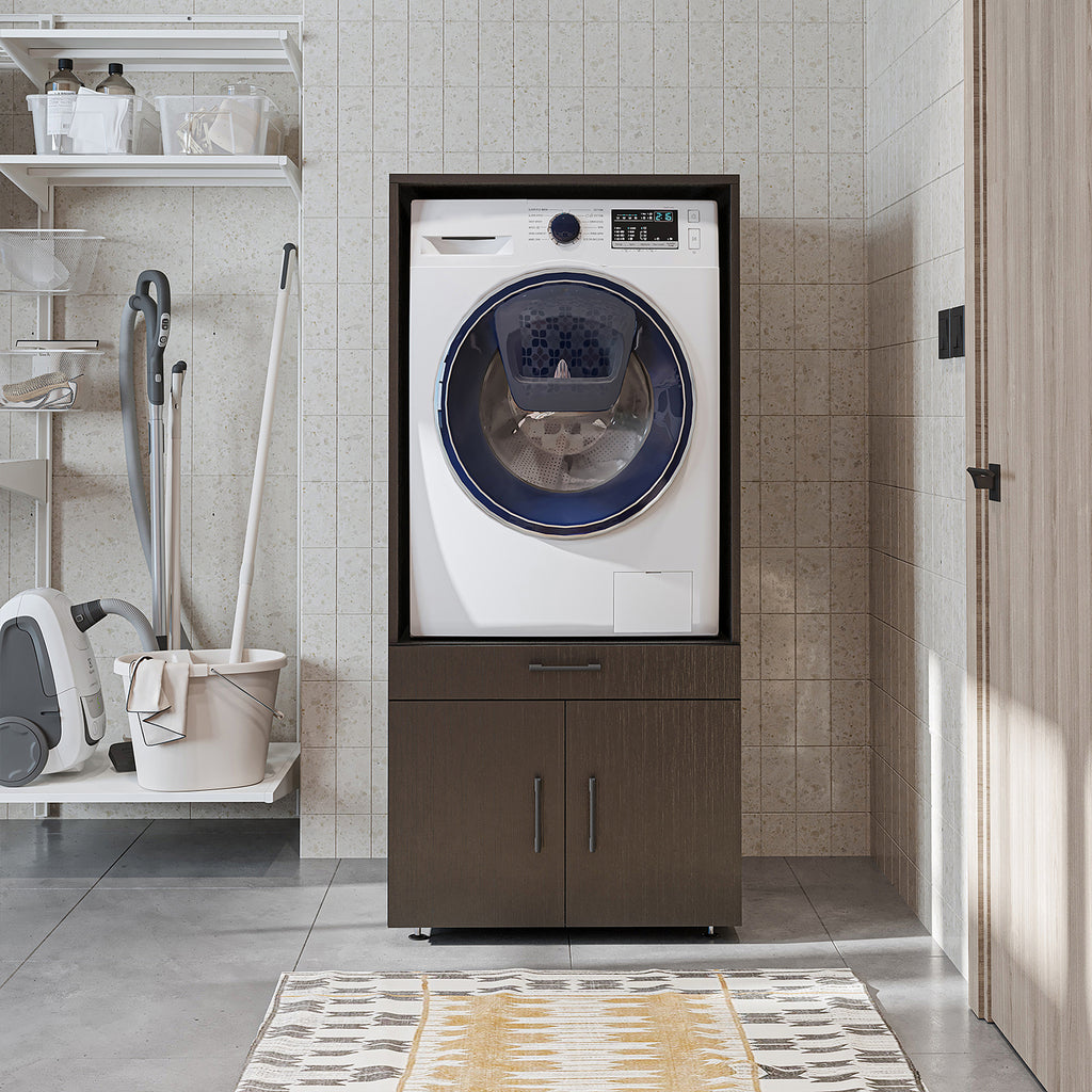 Roomart A3 Waschmaschinenschrank 67 cm – Erhöhung mit Schublade, Ausziehbrett & Stauraum | 3 Farben